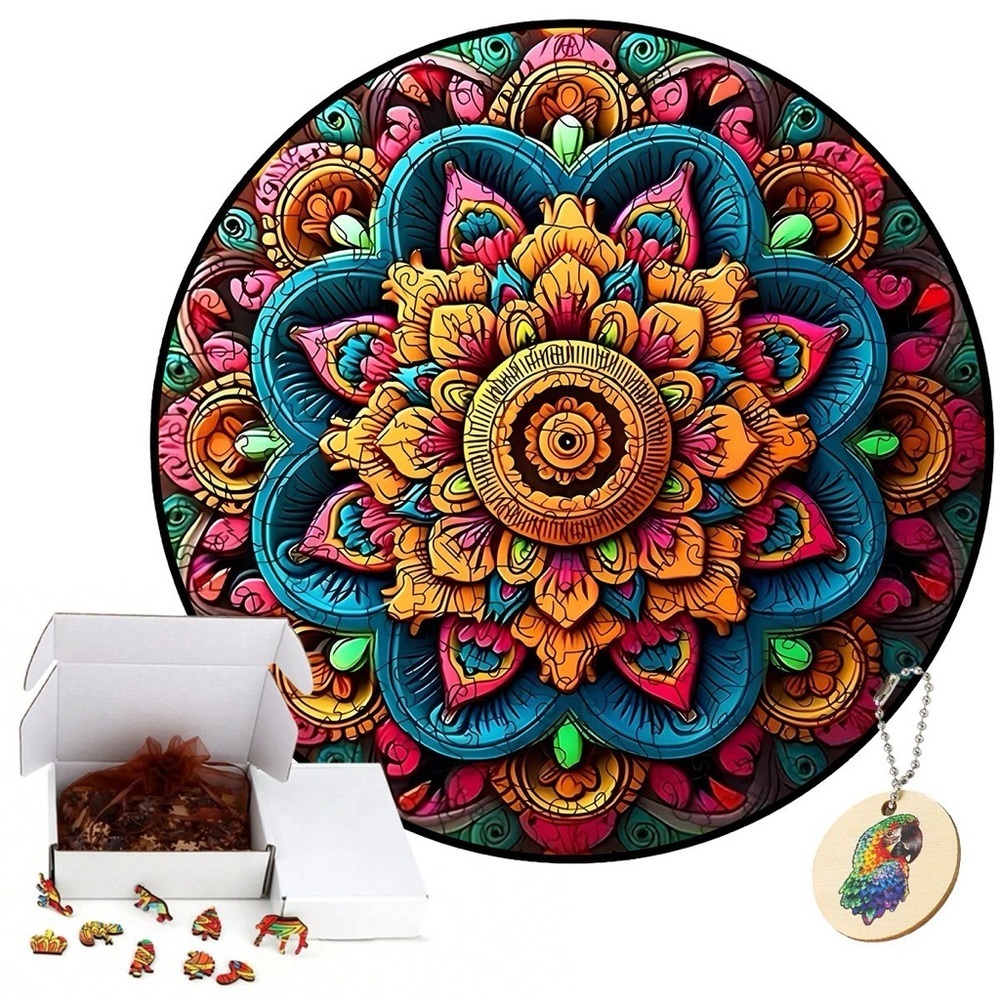 Colorful Mandala Wooden Puzzle Medium A4